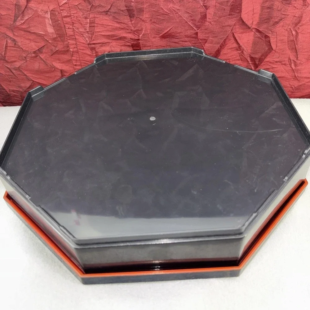 Vintage Octagon Plastic‎ Snack And Nut Container With Divided Insert Black & Red
